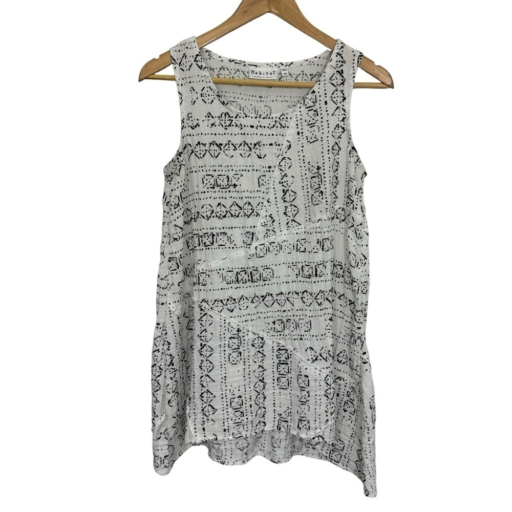 Habitat Sleeveless Asymmetrical Top Womens XS White Oversized Tunic Tank EUC